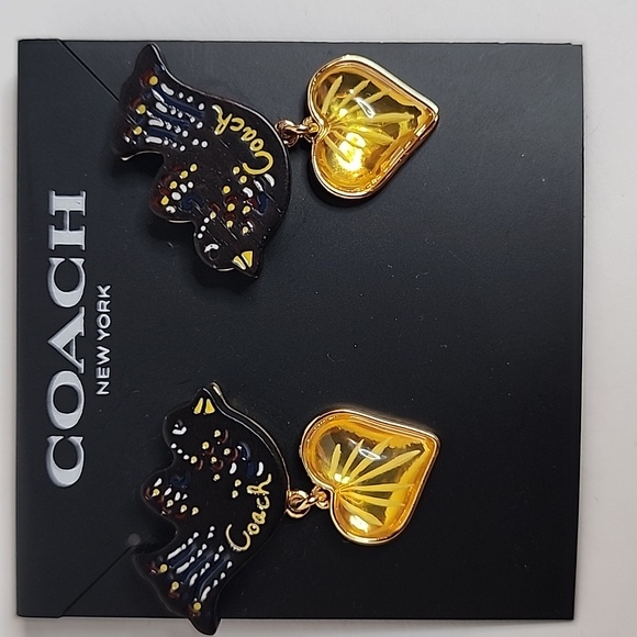 Coach Bird Earrings With Heart NWT - Picture 4 of 6